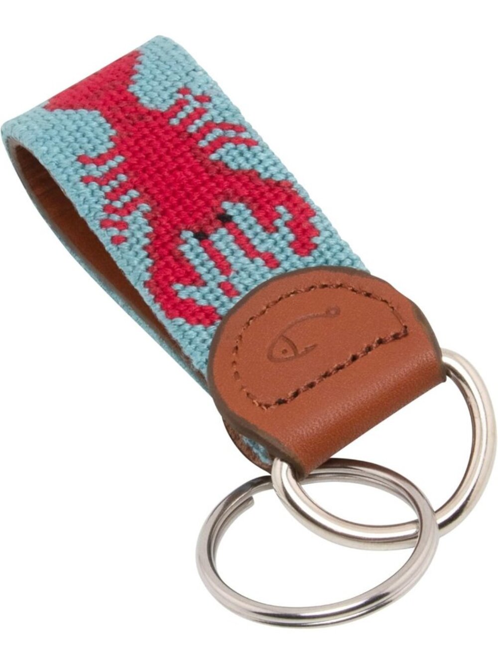 Hand-Stitched Leather Needlepoint Key Fob | Unique Key Chain Accessory - Picture 4 of 6